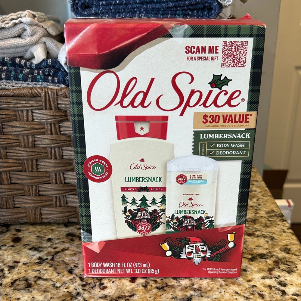 Old Spice Lumbersnack Body Wash & Deodorant Gift Set - Red, White, Green